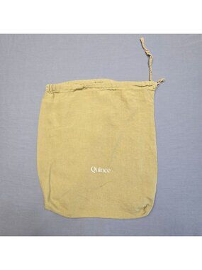 Quince Drawstring Travel Bag Beige Natural Linen 16X17 Lightweight Eco-Friendly